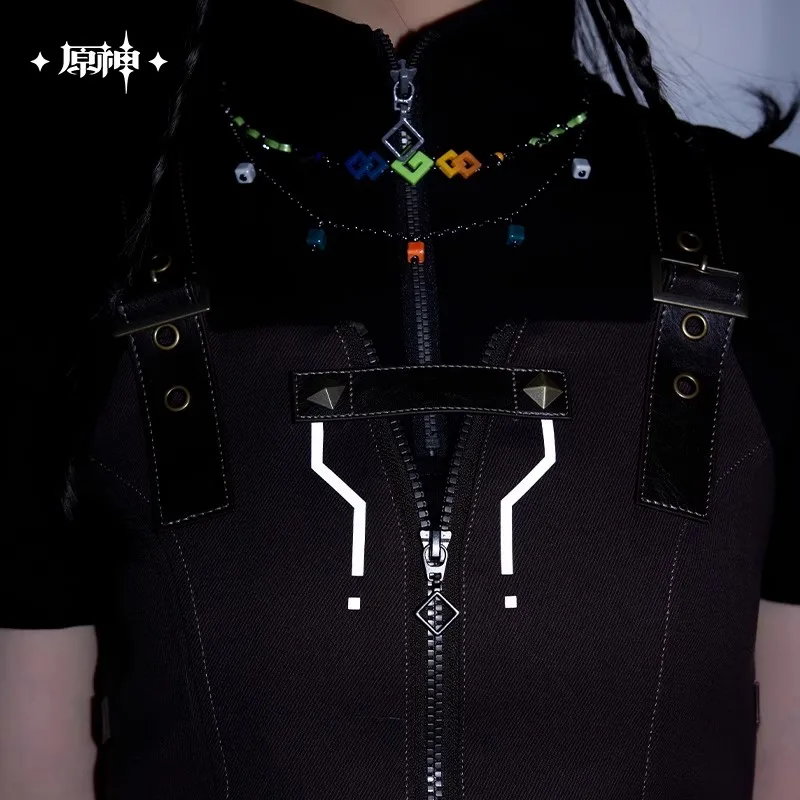 miHoYo Gioco Ufficiale Kinich Gilet Genshin Impact Kinich Tema Splicing Gilet Corto Abbigliamento Cappotto Top Cosplay Regali di Halloween