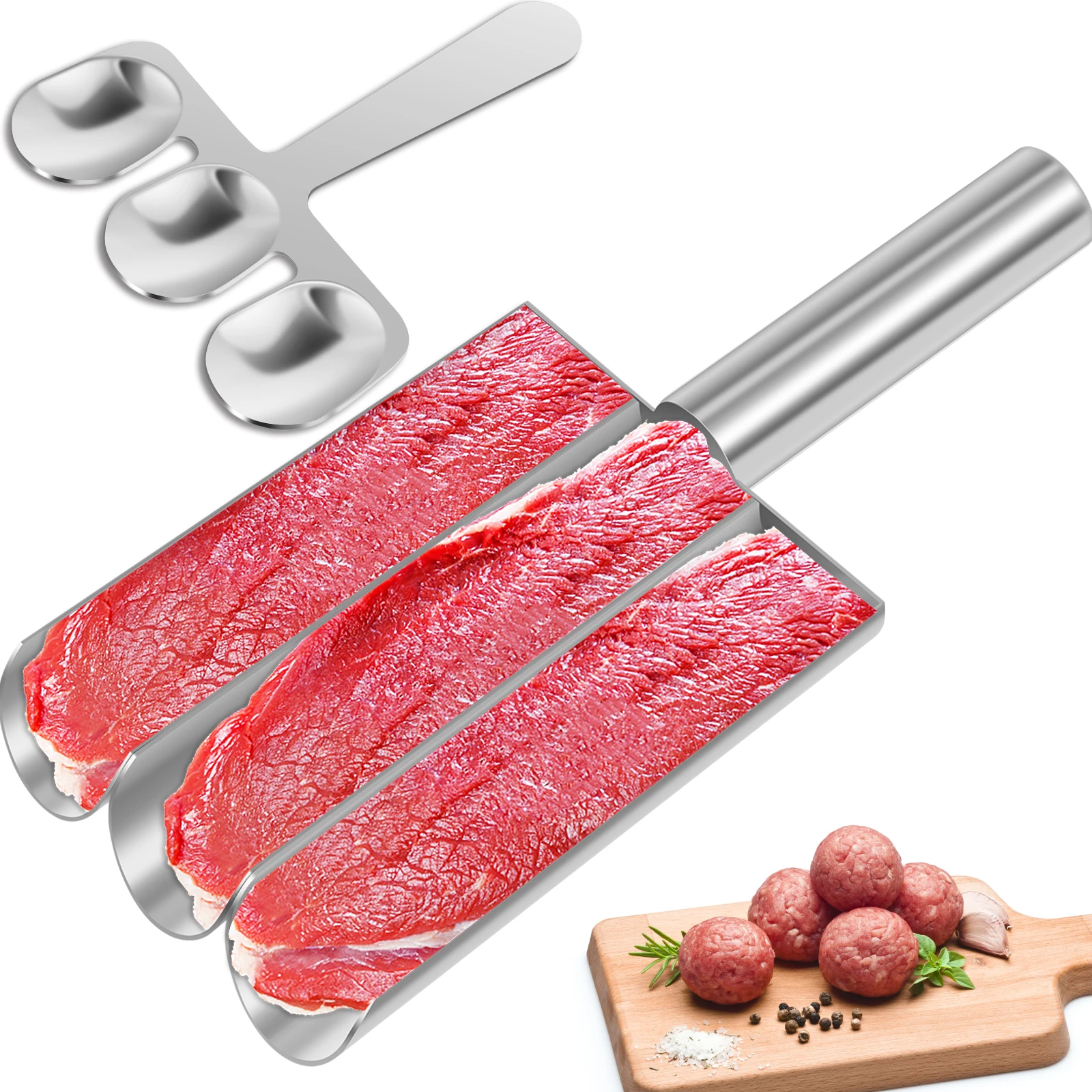 Edelstahl Frikadelle Löffel Fisch ball Garnelen Slip Form Triple Frikadelle Maschine kreative Fleisch bällchen Herstellung Werkzeug Küche Kochen