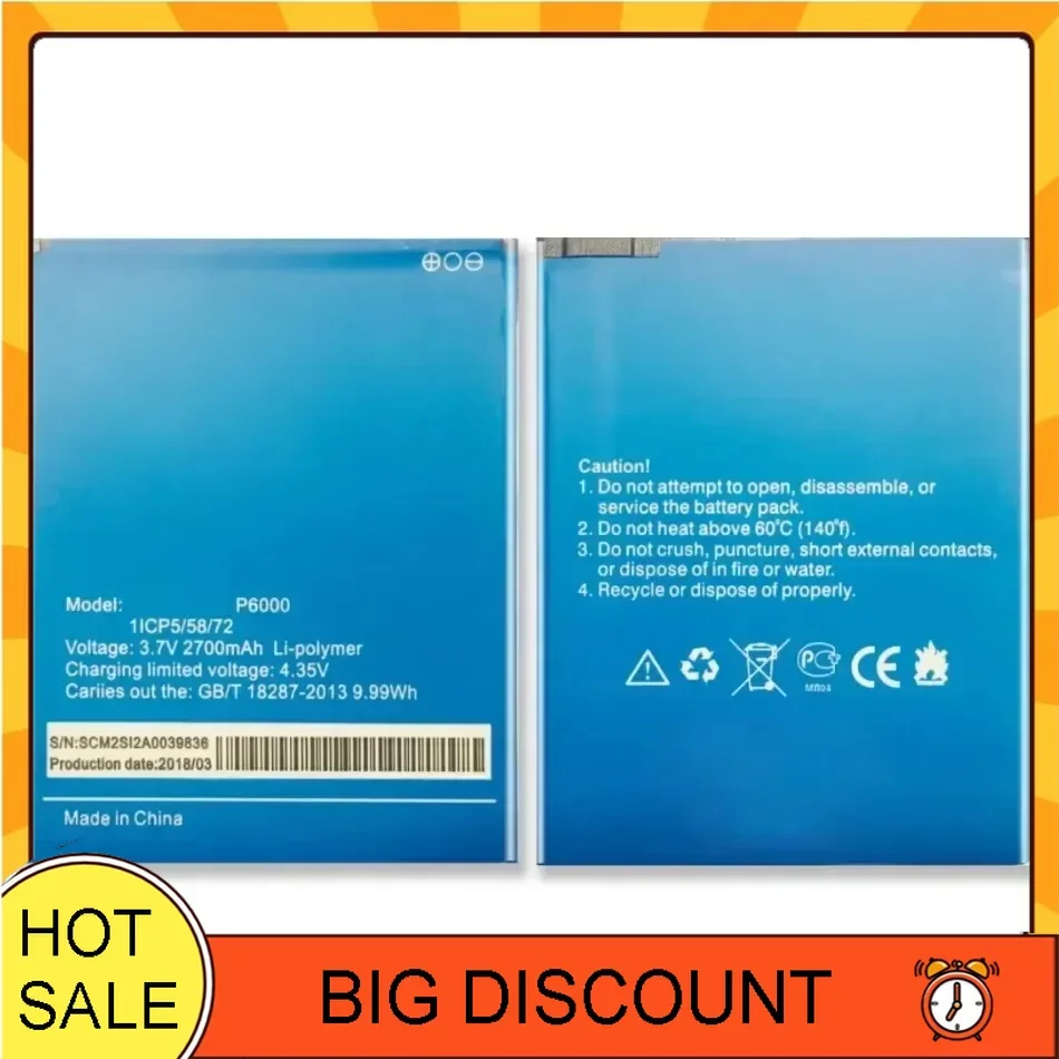 

2700mAh For Elephone P6000 Smartphone Mobile Phone Battery High-Efficiency Long-Lasting Performance