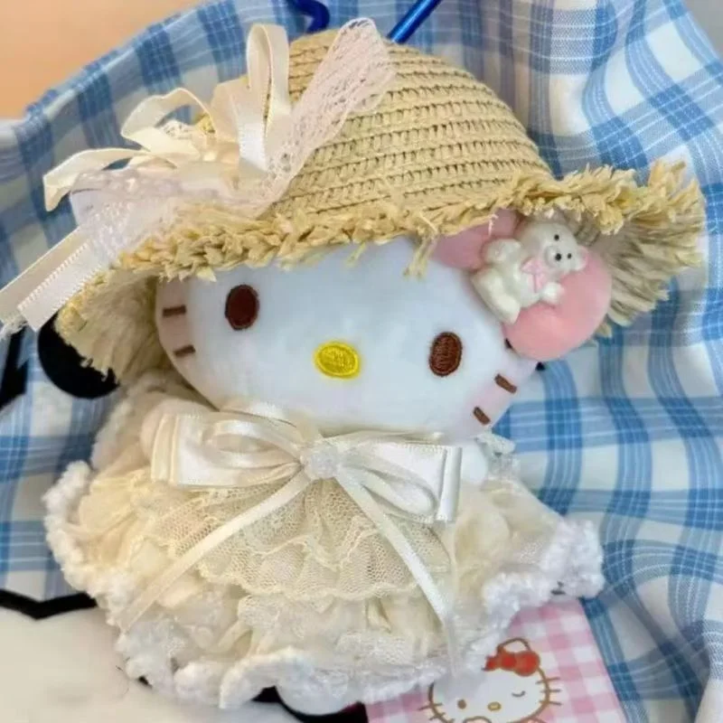 

Sanrio New Fun Hello Kitty Cartoon Periphery Pure White Wedding Dress Girl Package Hanging Cute Plush Toy Couple Accompany Gift
