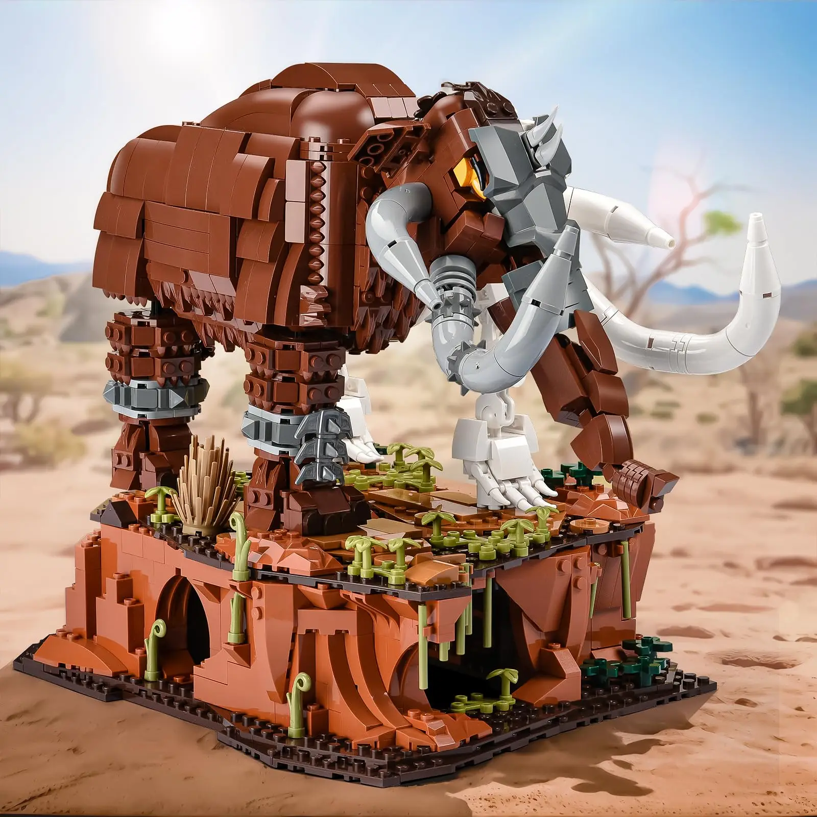 1310 قطعة مجموعات بناء الفيل نماذج الحيوانات مع قاعدة الموئل بنة مجموعات الاطفال التعليمية الجذعية ألعاب إبداعية الأولاد هدية #5