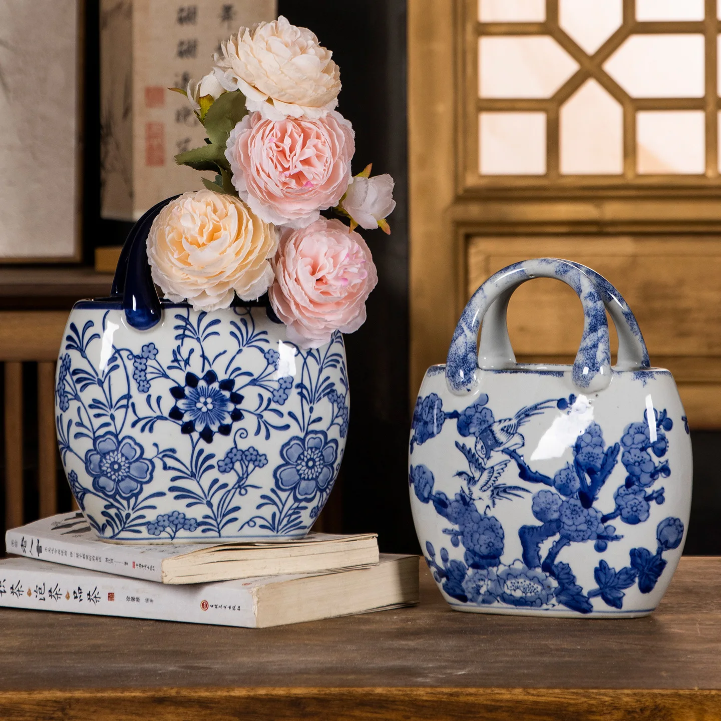 Ceramic handbag, ceramic vase, high temperature hydroponic ceramic decoration, new Chinese ceramics