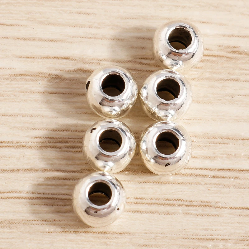 Tusember 50 Stück 5mm CCB Silberfarbene Lose Abstandsperlen für Schmuckherstellung DIY Armbänder Halsketten Bastelzubehör – Detail 3