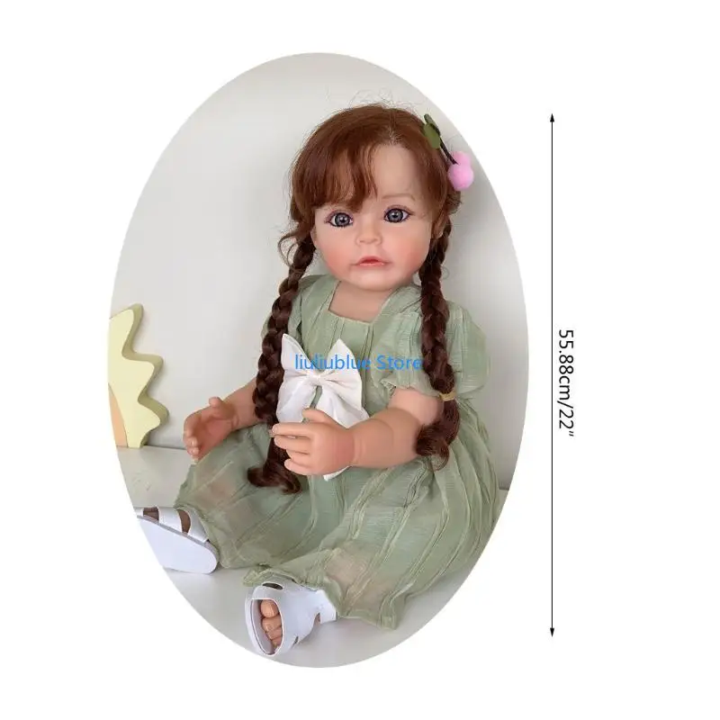 Reborns Baby Doll 22 pulgadas niña para niños pequeños ve real con accesorios Regalo cumpleaños 62cf
