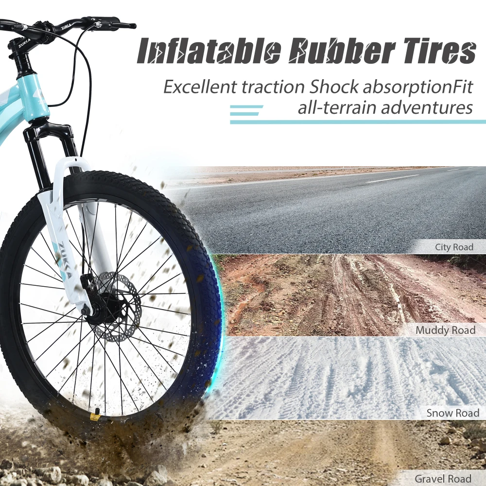 Mountain bike da 24 pollici ideale per bambini dai 9 ai 12 anni Colori multipli elegante ciclismo all'aperto avventura Robusta bicicletta MTB per bambini