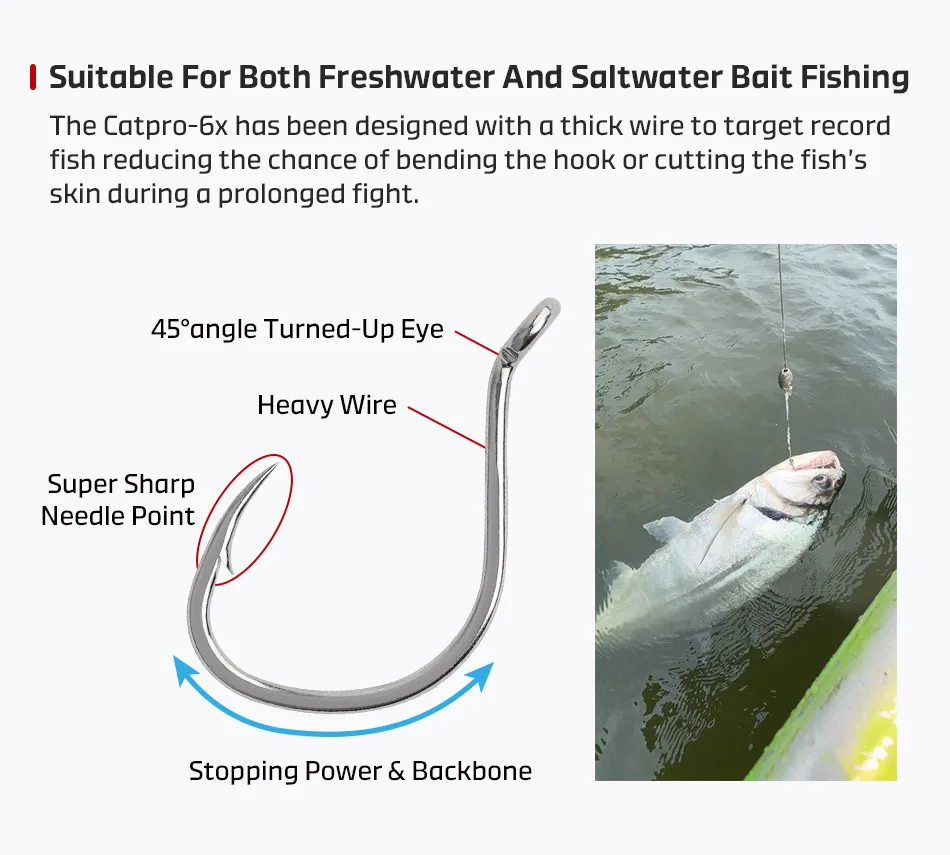 NOEBY CATPRO 6X Live Bait Hook Allzweck-Köderhaken Scharfe Nadelspitze 70 kg Stärke Süßwasser-Salzwasser-Köder-Angelgerät – Detail 2