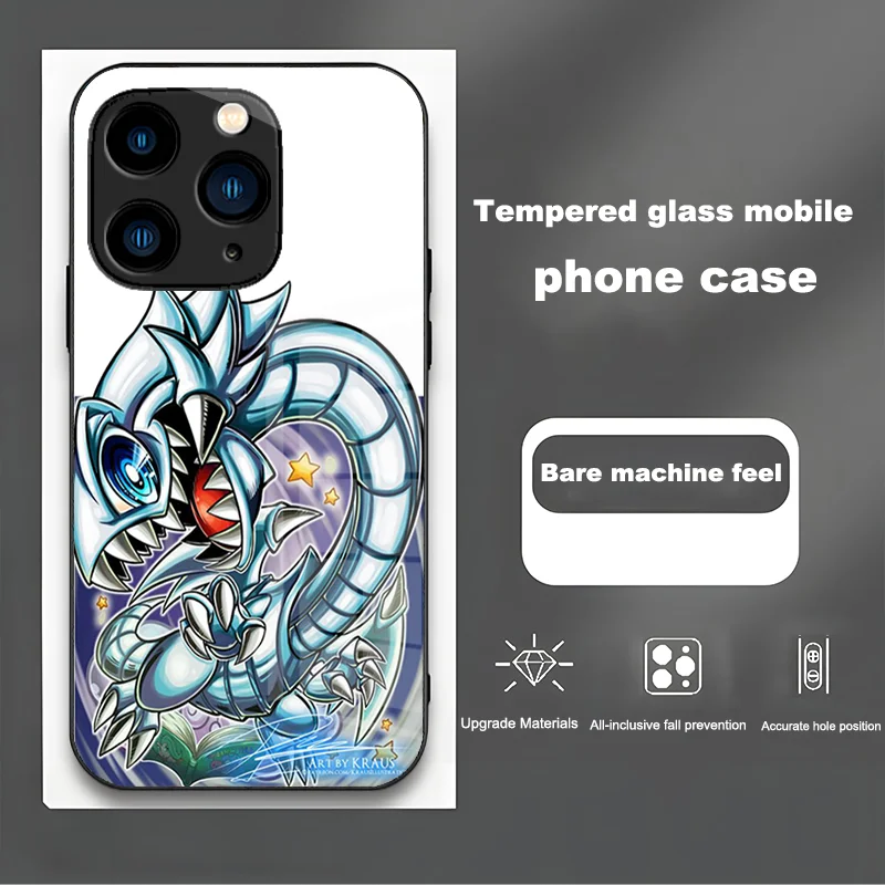 Dark Yu Gi Oh Fall prevention for IPhone 15 Pro Max 14 13 12 11 X XS XR 5 6 7 8 Plus 2020 2022 SE Tempered glass phone case