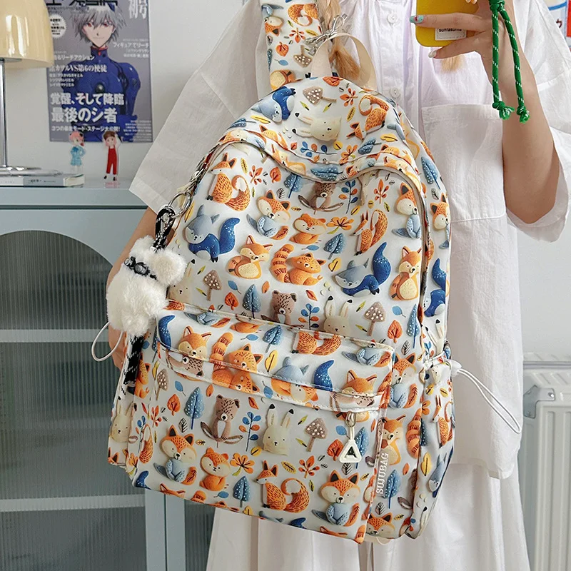 

Cute Cartoon Print Backpack Funny Large Capacity College School BookBag Teenager Student Laptop Rucksack Women Travel Backpack