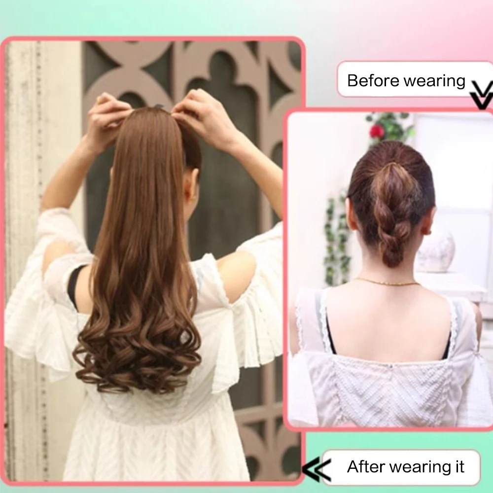 Synthetic Long Curly Ponytail Extensions For Women Girls Drawstring Ponytail Extensions Hair Accessories For Women