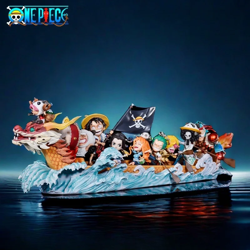 New Bandai 36cm Wide One Piece Anime Figures The Straw Hat Pirates Row Dragon Boats Action Model Pvc Desktop Decoration Toy Gift