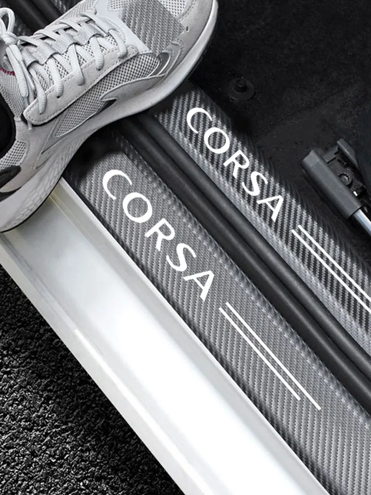 Fashion Car Door Sill Protector Welcome Pedal Cover Anti-drity Anti-scratch Strip Protective Strip for opel Corsa accessories