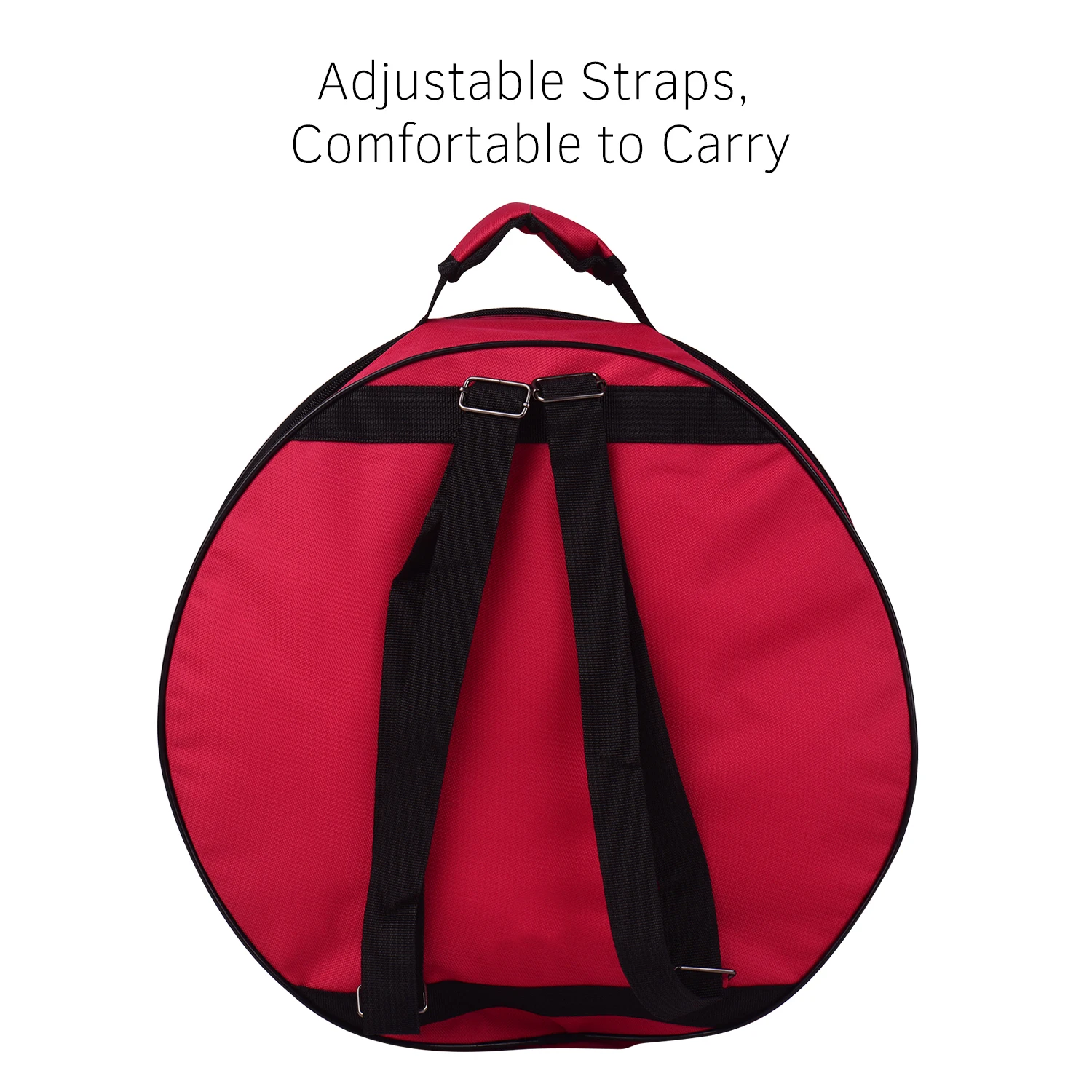 Compact Snare Drum Bag Backpack Case with Shoulder Strap Outside Pockets Musical Instrument Accessory Red