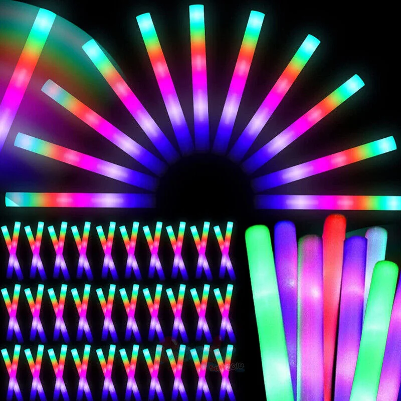 

202Pcs Foam Glow Sticks with 3 Modes Colorful Led Flashing Glow Stick Glow in The Dark Party Supplies for Wedding Raves Concert