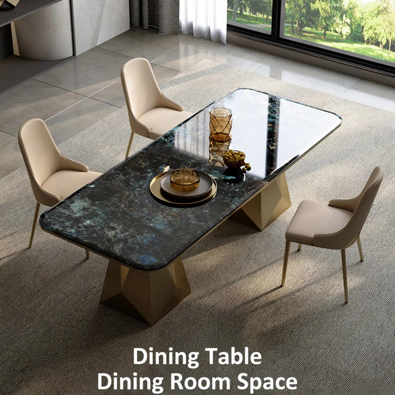 #d Modern French Luxury Stone Dining Table Large Flat Rectangular Marble for Home or Hotel Use