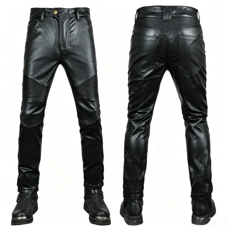

Motorcycle Straight Tube Riding Pants PU Leather Pants Motorcycle Waterproof Windproof Elastic Trousers Racing Pants