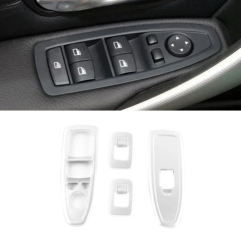 Carbon Fiber 4PCS LHD Car Window Switch Lift Button Frame Cover Chromium Electroplating For BMW 3 Series F30 F31 F35 F34 13-19