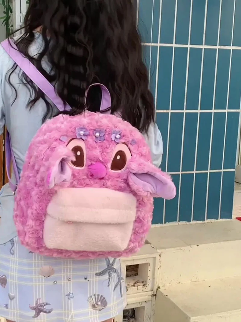 New Disney Stitch Plush Backpack Kawaii Character Design Large Capacity Girls' Backpack Perfect Gift For Young Women