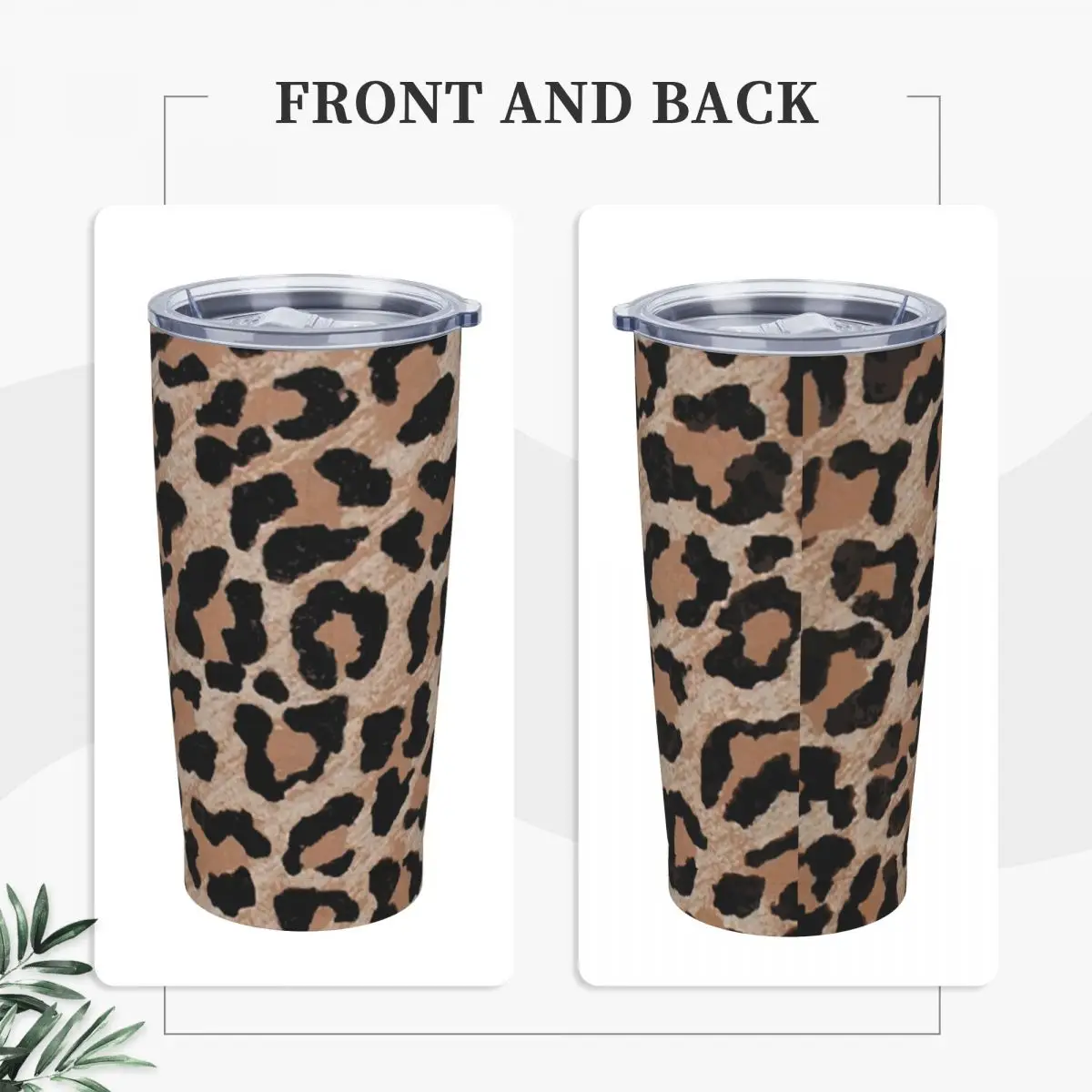 Cheetah Leopard Stainless Steel Tumbler Animal Skin Driving Thermal Cups Straws Lid Mugs Cup Portable Hot Drinks Water Bottle