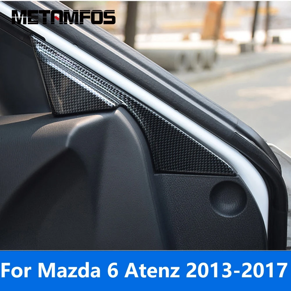 Front Window Interior A Pillar Triangle Cover For Mazda 6 Atenza M6 2013-2016 2017 Carbon Fiber Audio Speaker Trim Accessories