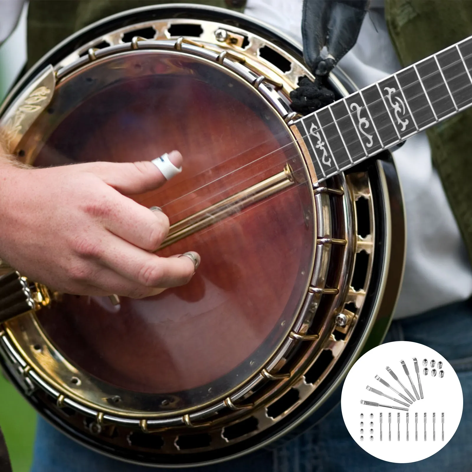 

24 шт. кронштейнов для банджо, профессиональные металлические гайки для банджо, сменная фурнитура для народных музыкальных инструментов