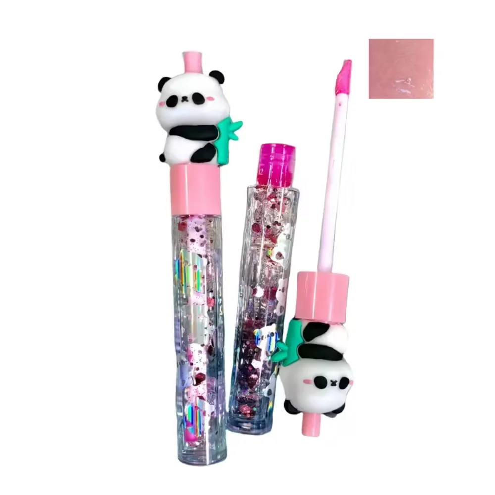 Baume à lèvres à paillettes Panda – Tonalités de baies, finition naturelle pour tous les types de peau, tube unique, 6 styles différents disponibles