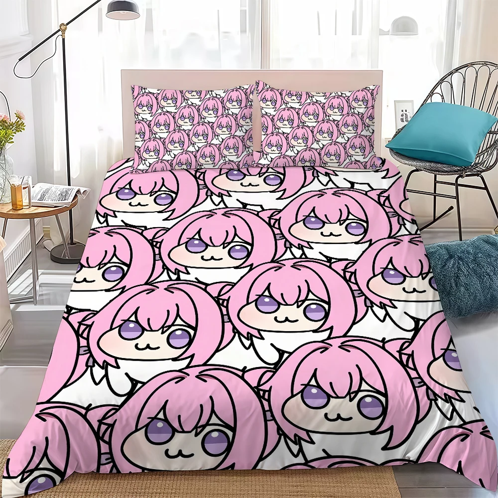 Cute N-Nikke Doro Doll Duvet Cover Set Soft Wash Bed 3 Piece Summer Comfortable Student Dormitory Home Baby Bedding Best Seller