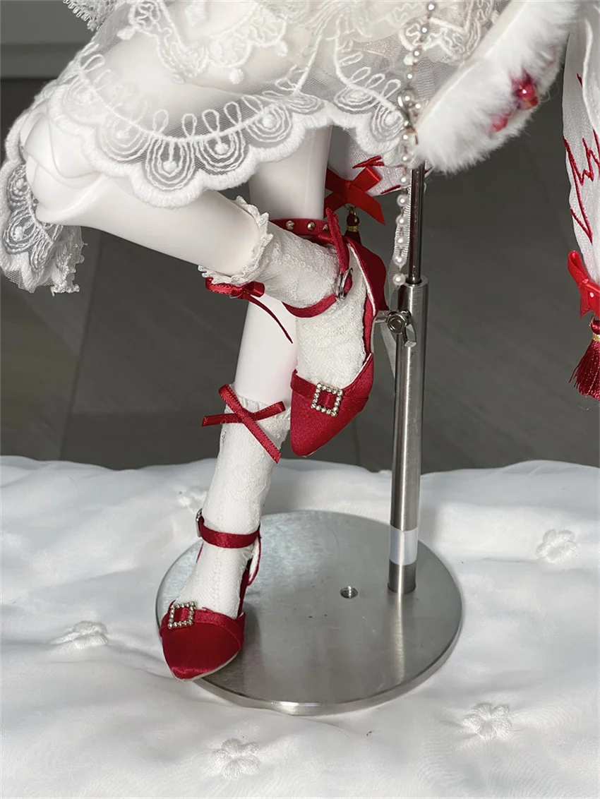 In Stock BJD/SD Shoes 1/3 1/4 High Heels Girls Silk Pointy One-button High Heels Multi-colored BJD Doll Accessories