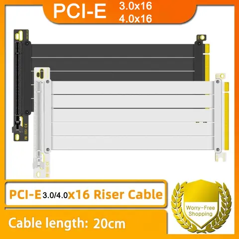 PCI-E 3.0/PCI-E 4.0 X16 Riser Cable Video Card EMI Shielded High-Speed Flexible Extender PCI Express Gen 4 GPU Extension Cord