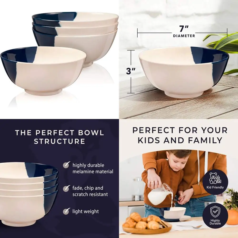 

Durable Melamine Pasta & Salad Bowls Set of 4 | Shatter-Resistant, Dishwasher Safe, BPA-Free | Ideal for Outdoor Gatherings