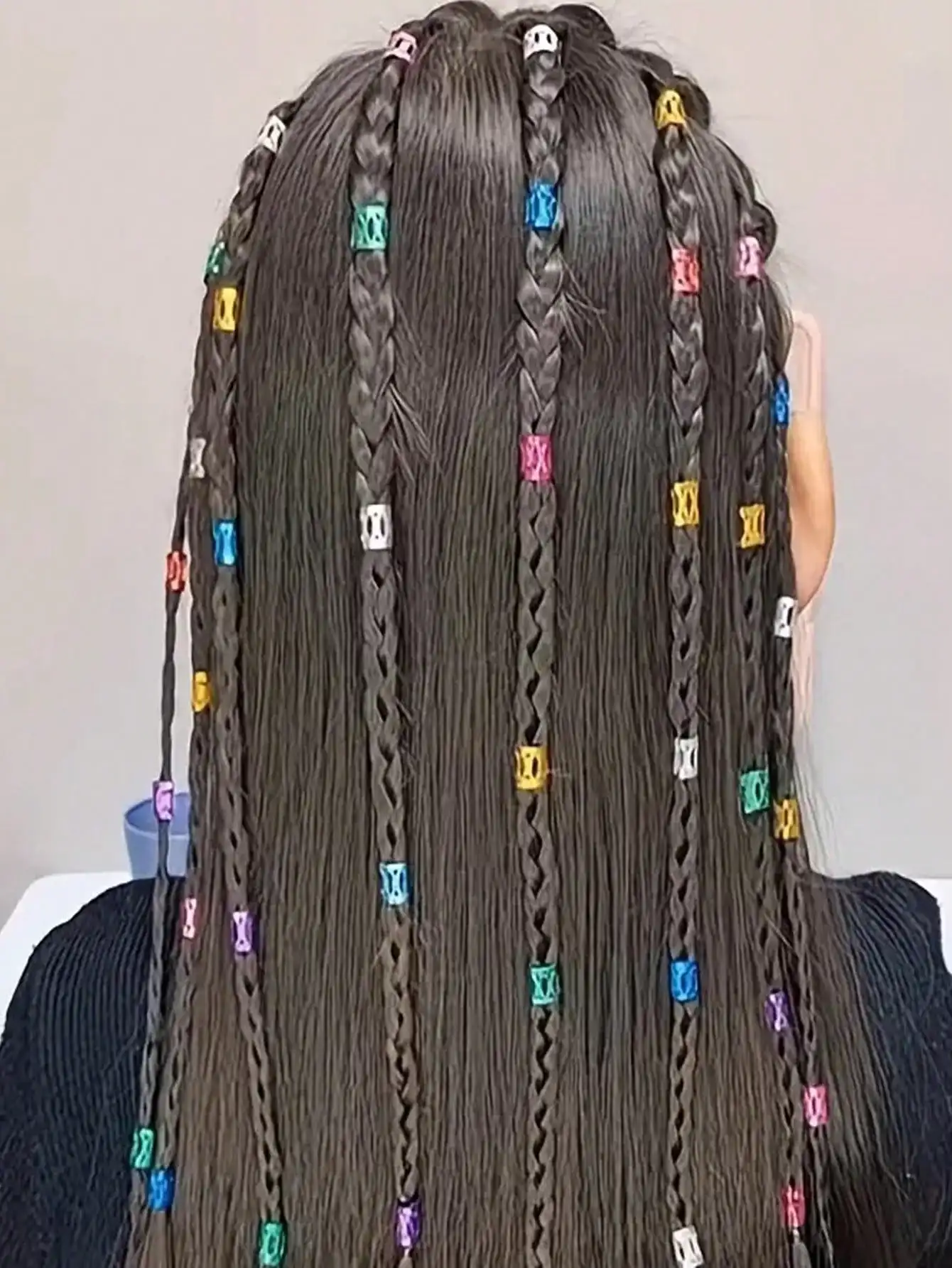 100pcs Hair Extension Rings Wig Clasps Dirty Braid Aluminum Hollow Embossed Big Braid Hair Decoration Headdress Accessories