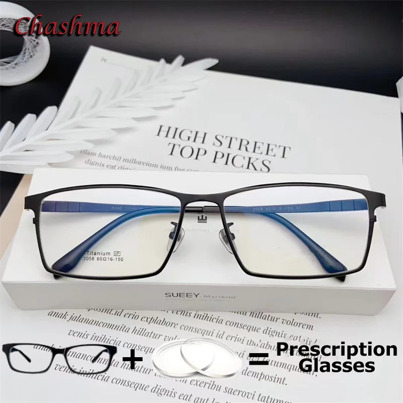 Men Wide Glasses Frame Oversize Prescription Spectacle Eyeglass High End Pure Titanium Male Glasses for Receipt