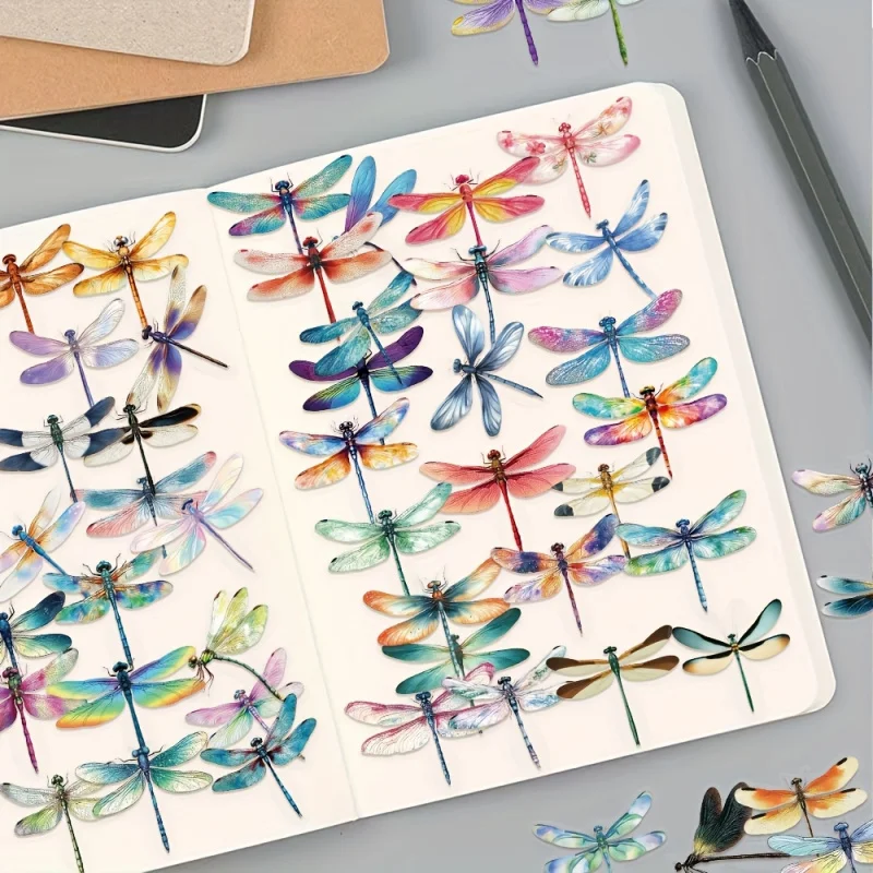 50pcs Transparent dragonfly decorative stickers for New Year gift party decors Back to school laptop cellphone case skateboard