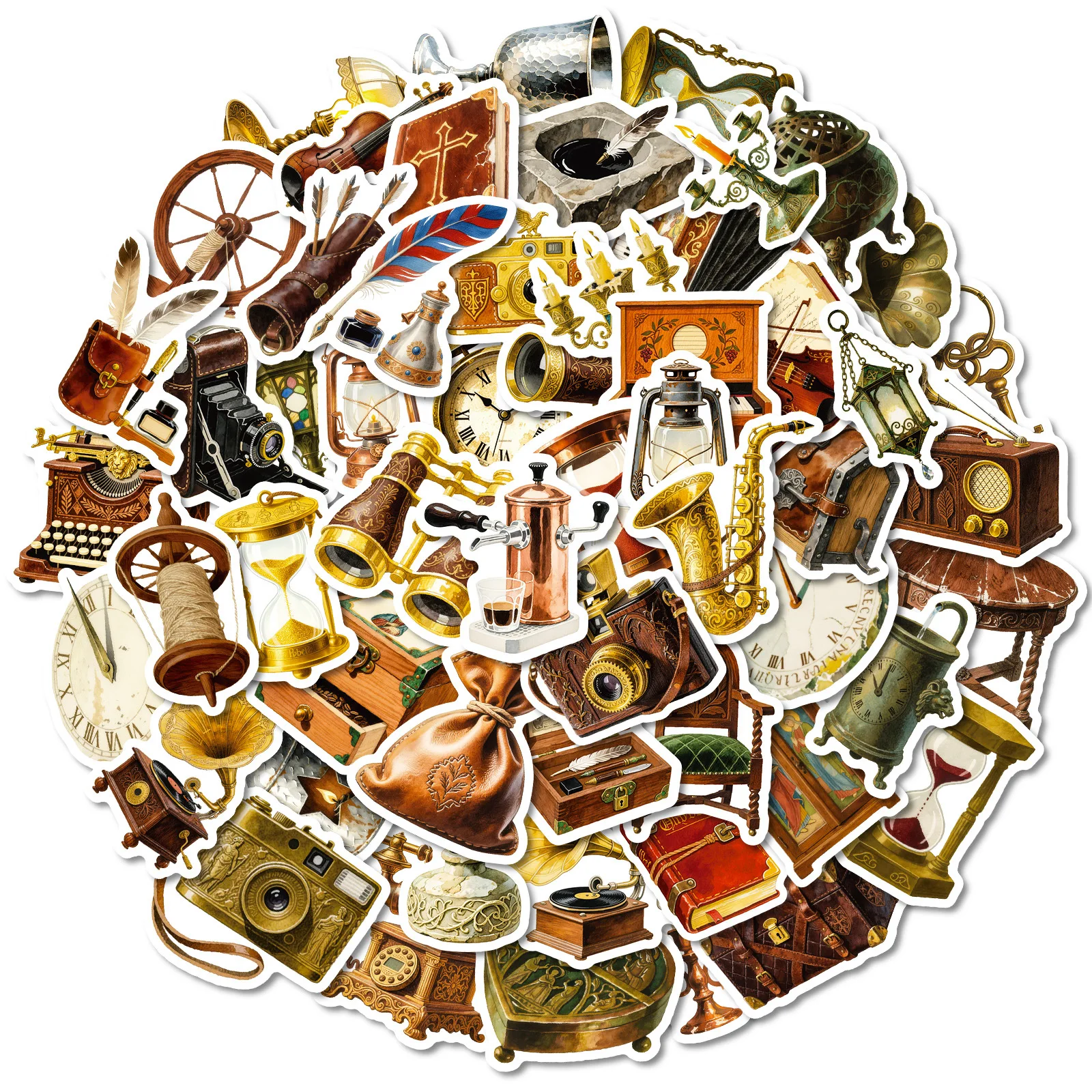 56PCS Brown Series Retro Home Furnishing Graffiti Sticker Artistic Style Cartoon Decal Notebook Phone Guitar Classic Kid Toys