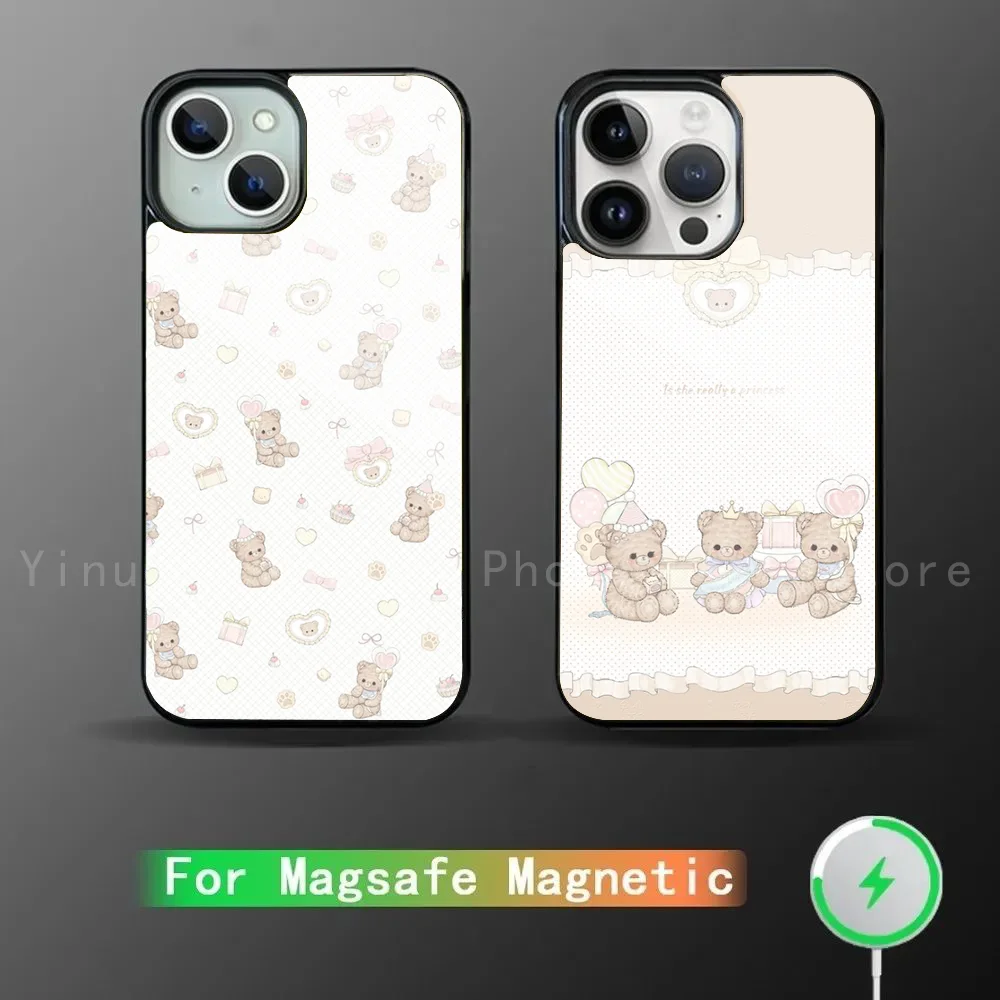 Little Bear Birthday Party Phone Case Strong Magnetic For IPhone 16 15 14 13 Pro Max 11 12 Mini Alex Mirror For Magsafe