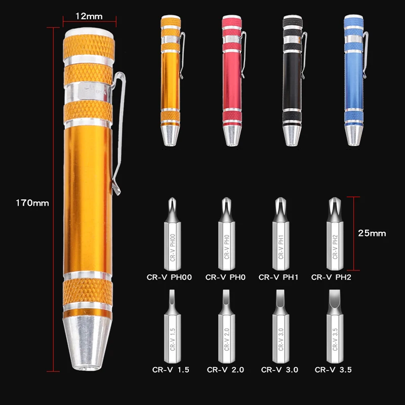 8 in 1 Screwdriver Set  Magnetic Small Screwdrivers Pen for Precision Repair Compact EDC Multifunctional Mini Repair Tools