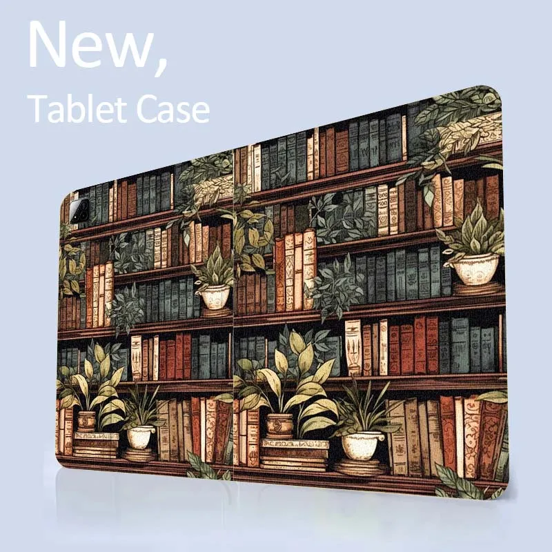 

Art Retro Bookshelf Book Tablet Case For Xiaomi Redmi Mi Pad 4 5 6 6s 7 7s SE Pro 2 11 Plus Max 12.4 11.2 12.5 8.7 inch
