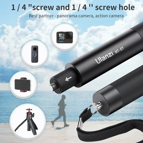 Imagen 2 del producto Ulanzi MT-58 Cámara de Acción Trípode Monopié Palo de Selfie Extensible 1/4 ''para GoPro 13 12 11 10 9 insta360 X2 X3 DJI Action 4