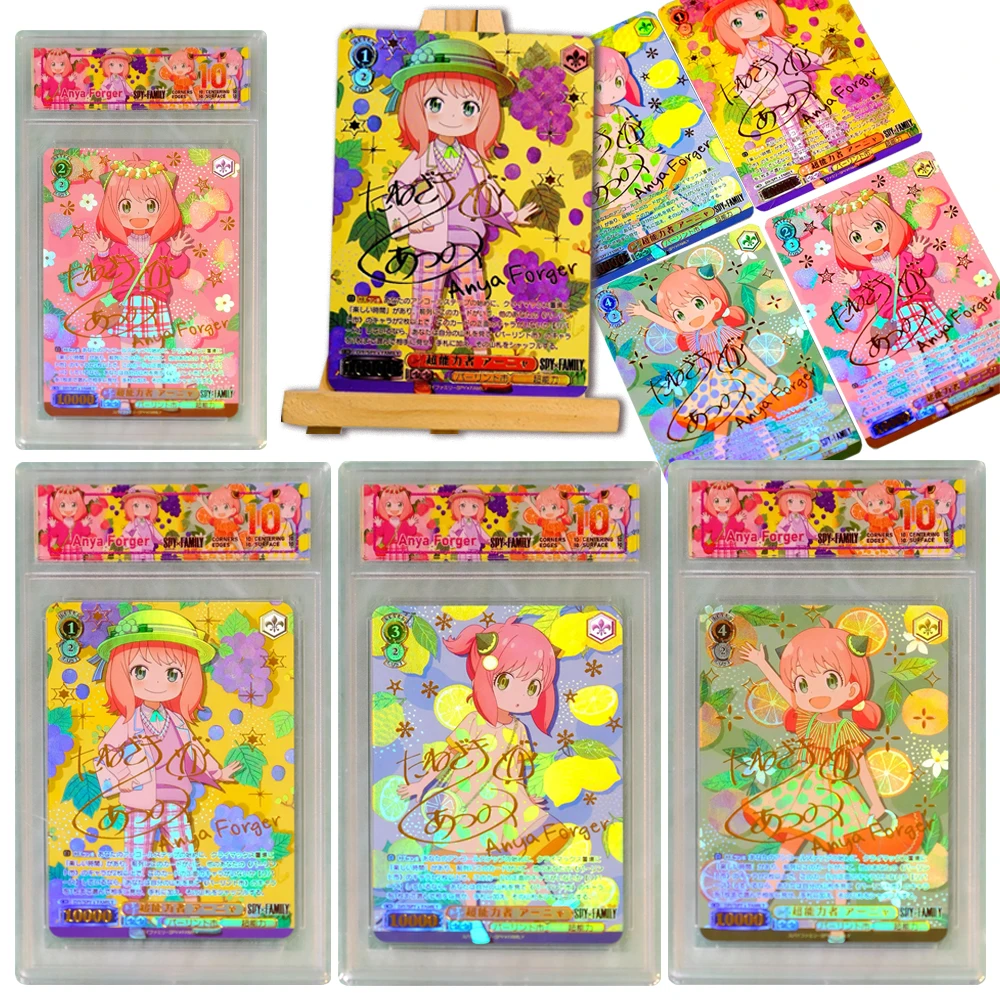 Déesse histoire bricolage Anya Forger or Signature en relief paillettes marquage à chaud carte à collectionner Anime garçon anniversaire cadeau de noël