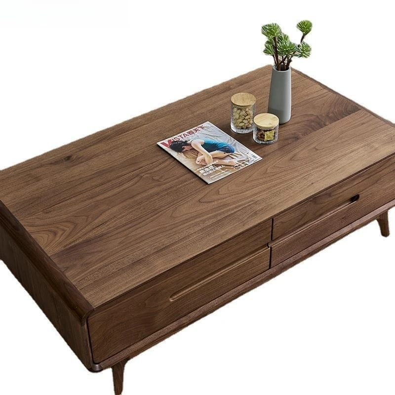 Simple North American black walnut coffee table, table log small apartment