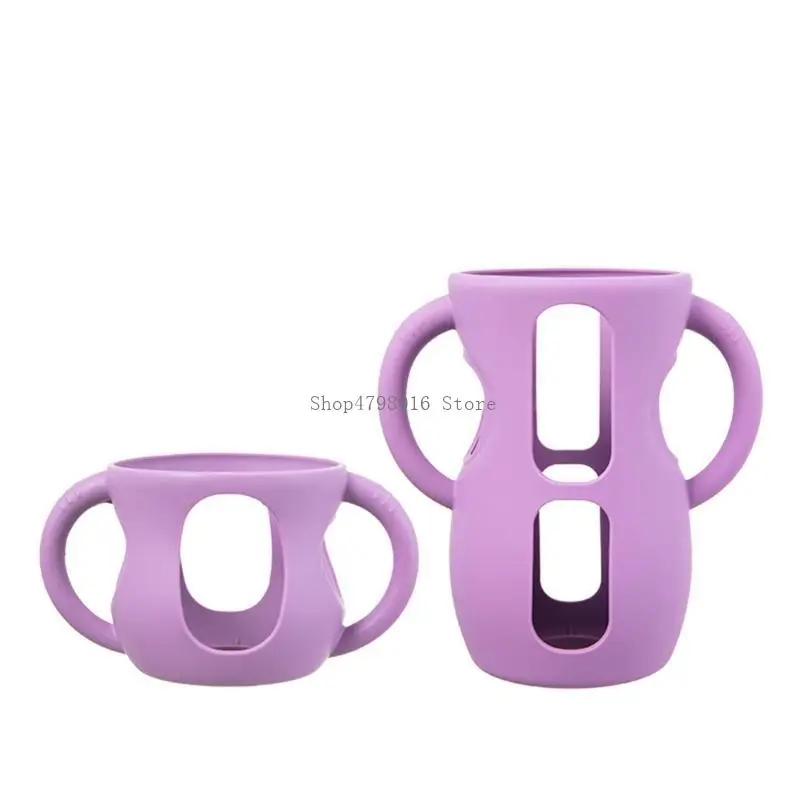 Flexible Bottle Holder with Handle Shockproof Sleeve Silicone Cover for Glass Baby Bottles Drop Cover