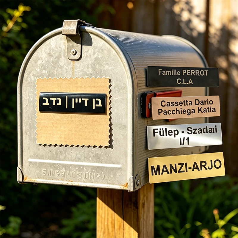 Custom Text Name Address Adhesive Mailbox Badge Sign in Hebrew English Arabic Double Sided Tape Magnet Door Mail Box Personalize