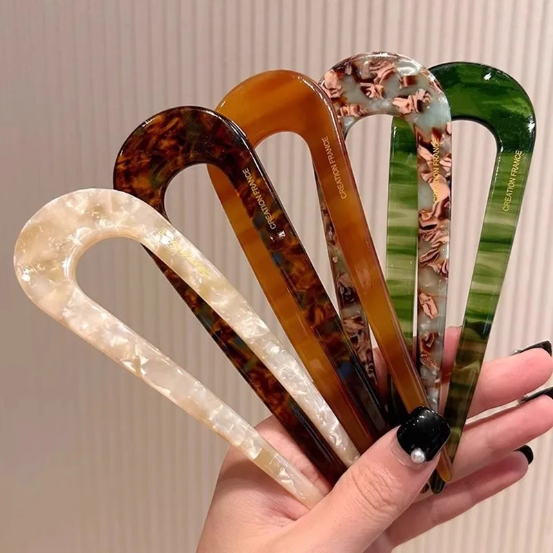 U-shaped Hairpin Female Meatball Head Pan Hair Hairpin New Head Simple Chinese Hairpin Modern Style Temperament Hairpin
