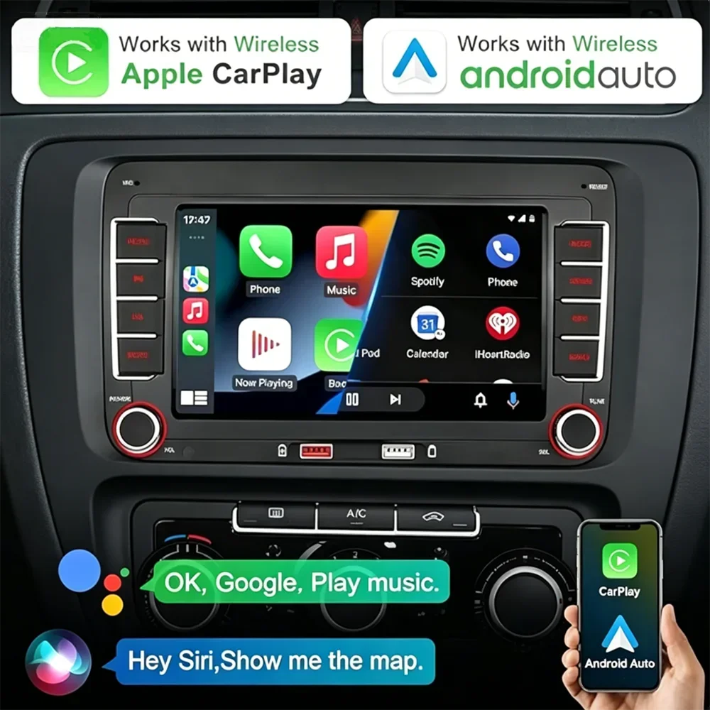 7inch Car Multimedia Player Radio Wireless CarPlay Android Auto FM RDS 2 Din Player Car Radio For VW Golf MK5 MK6 Polo Passat