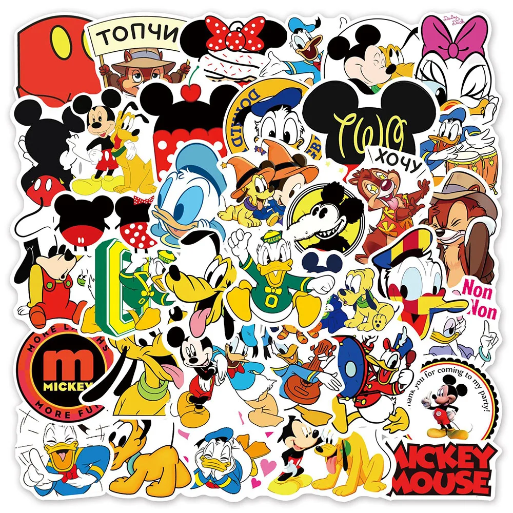 10/30/50pcs Disney Mickey Mouse Donald Duck Stickers Cute Cartoon Anime Decals Phone Skateboard Scrapbook Graffiti Sticker Decor