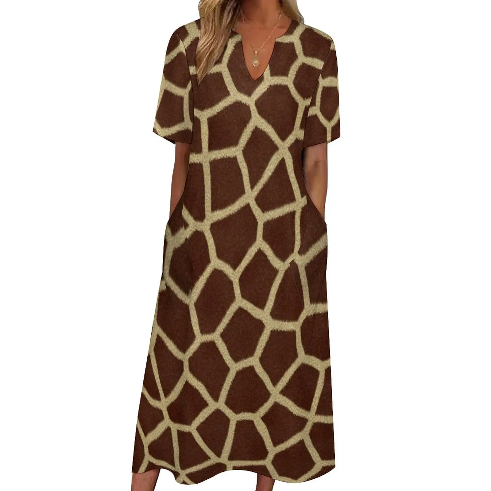 brown giraffe print dress Rihoas V Neck Bodycon Sweater Dress, Apricot / L