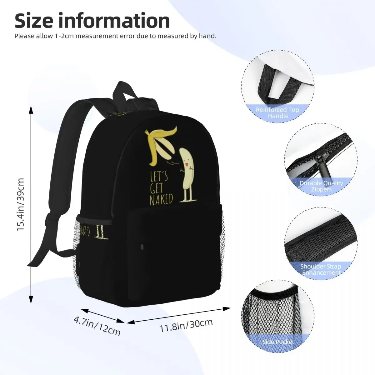 Lets Get Naked Backpacks Boys Girls Bookbag Cartoon Children School Bags Travel Rucksack Shoulder Bag Large Capacity