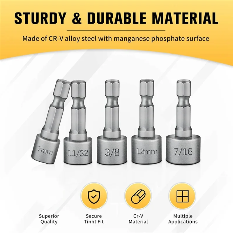 Fresh 14PCS Powerful Socket Hexagonal Wrench Hexagonal Handle Screwdriver Socket Extension Rod Pneumatic Screwdriver Insert