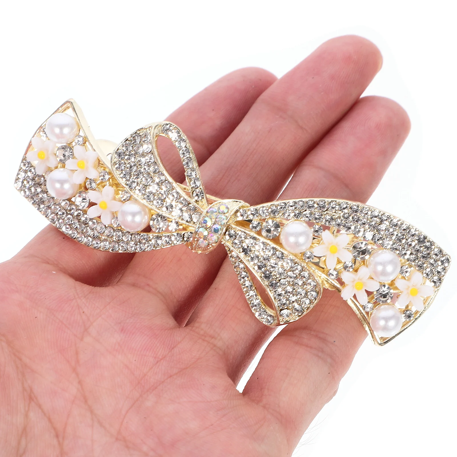 

Delicate Rhinestone Pearl Hair Clip Spring Metal Decorative Small Bowtie Hair Accessories For Women Girls Party Wedding Banquet