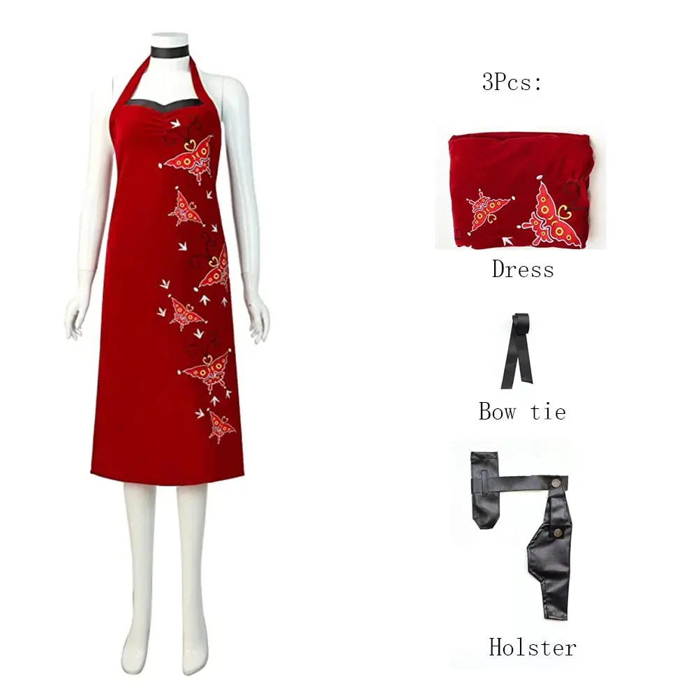 Ada Wong Cosplay Costume Full Sets Cheongsam Dress Uniforms for Women Adult Halloween Carnival Party Performance Clothe Roleplay