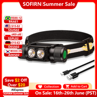 SOFIRN H25L USB Rechargeable 1000LM Headlamp with 18650 Battery Dual LH351D 90CRI 5000K Head Flashlight Camping Fishing Torch
